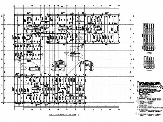 [深圳]ABC三座框架剪力墙结构高层办公楼结构施工图（29万平）-1栋 A、C座屋面层梁配筋平面图及B座十层梁配筋平面图 