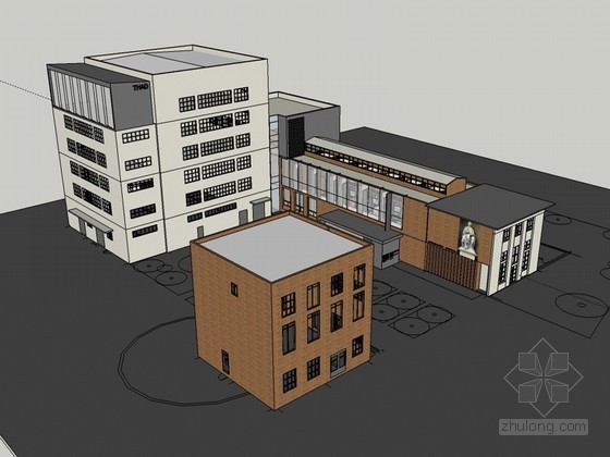 青铜器展厅3D模型资料下载-现代展厅SketchUp模型下载