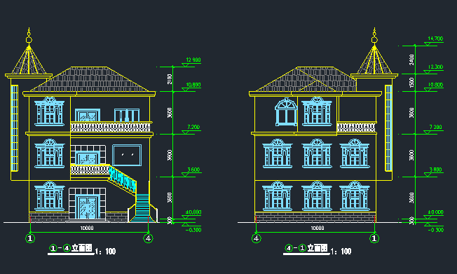 农村两间三层楼房设计图资料下载-农村三层别墅建筑设计图