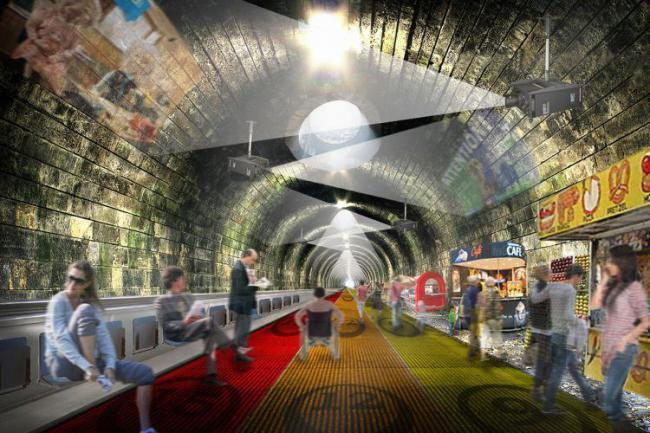 机场概念设计资料下载-NBBJ伦敦地铁线路改造概念设计，双向自动人行道取代地铁路线！