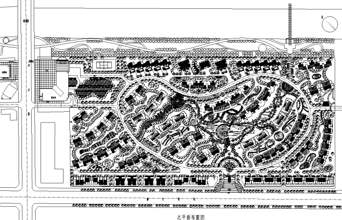 园林各类居住小区景观规划设计CAD平面图564套-某高档住宅小区景观规划总平面图