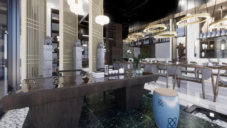 新中式餐厅室内设计模型（2018年）-04
