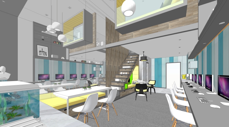 酷炫办公空间设计资料下载-现代风格跃层工作室空间设计模型