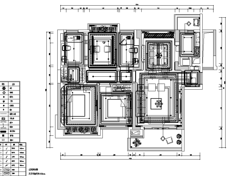 古典风格三居室住宅设计施工图（附效果图+模型）-照明电路图