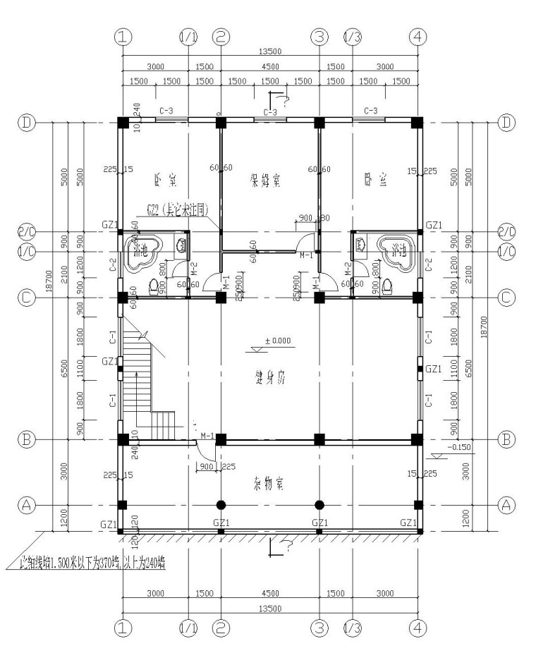 [湖北]武汉纳帕溪谷小区高档别墅精装修施工图（附手绘+实景）-一层平面布置图