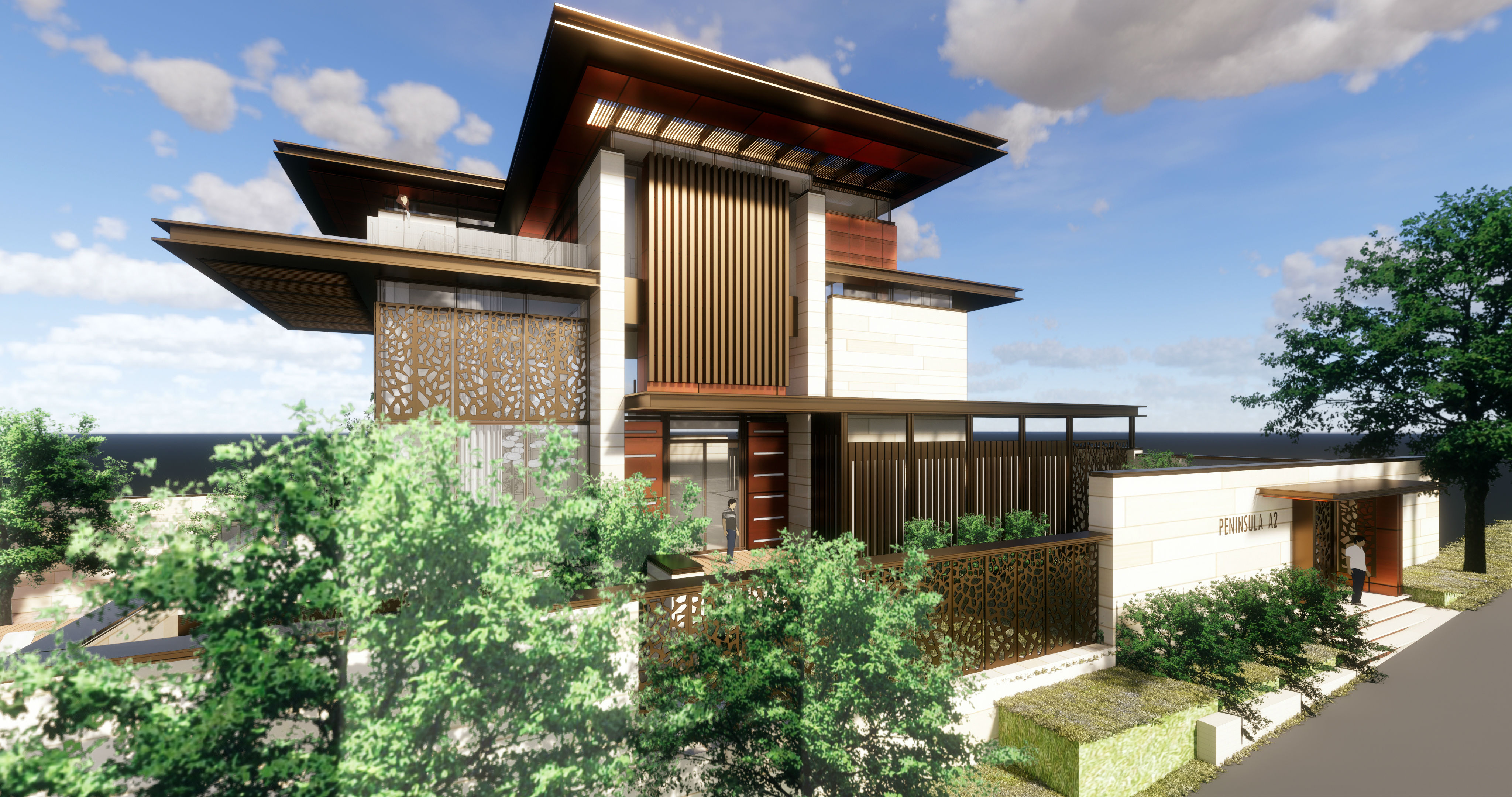 新亚洲风格独栋别墅建筑模型设计(2018年)