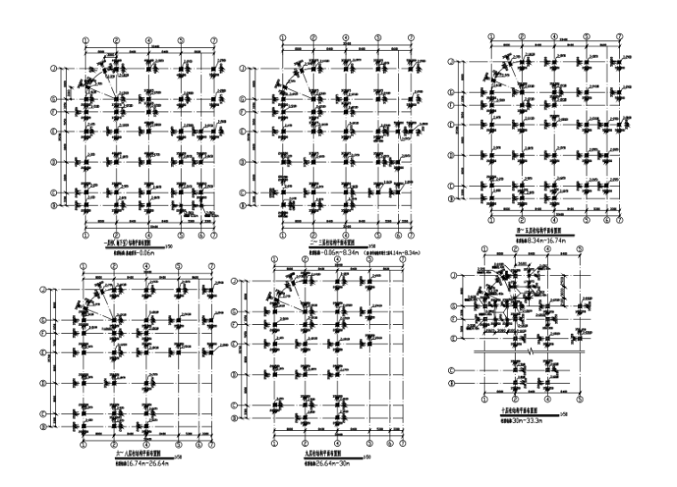 [云南]8层框架结构商厦结构施工图（CAD，25张）-柱结构平面布置图