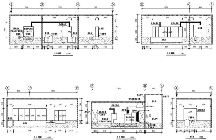 阿根廷项目配电室电气图-设备布置剖面图
