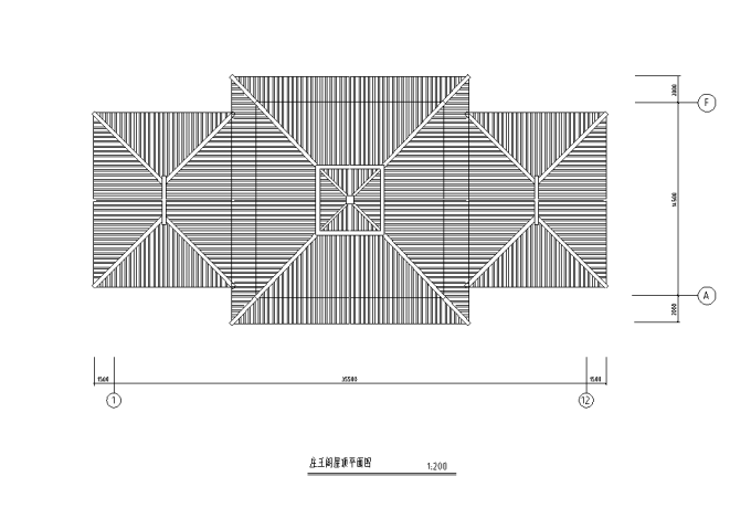 汉代某王阁建筑方案图-屋顶平面图
