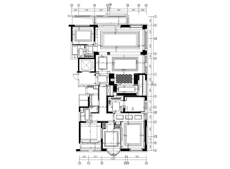 [上海]紫香柯-上海知名地产翡翠滨江五居室样板间施工图+设计方案-4天花造型尺寸图_看图王