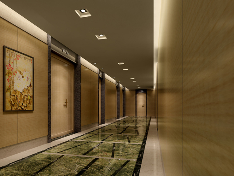 现代中式酒店设计资料下载-现代中式过道3D模型下载