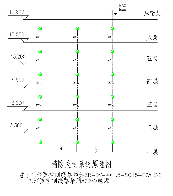 某项目宿舍电施图-消防控制系统原理图