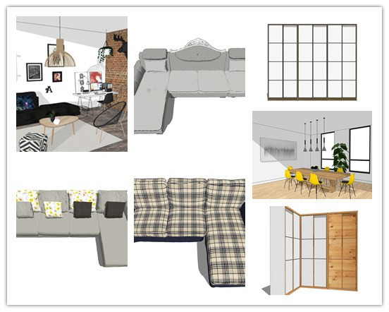 室内家具su模型资料下载-懒人整合包，32套北欧风格混合家具[SU]