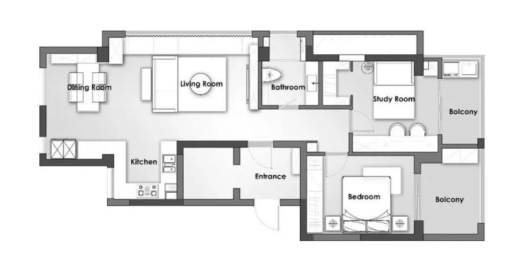 CAD餐厅沙发资料下载-89㎡简约小二房，喜欢他家客餐厅，设计得真实用！