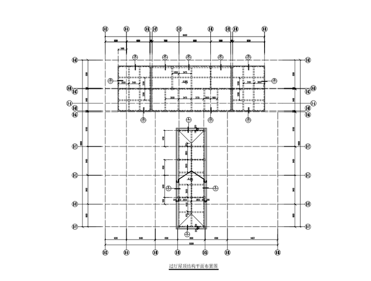 [海南]5栋框架/框剪结构公寓式酒店结构施工图（CAD、41张）-过厅屋顶结构平面布置图