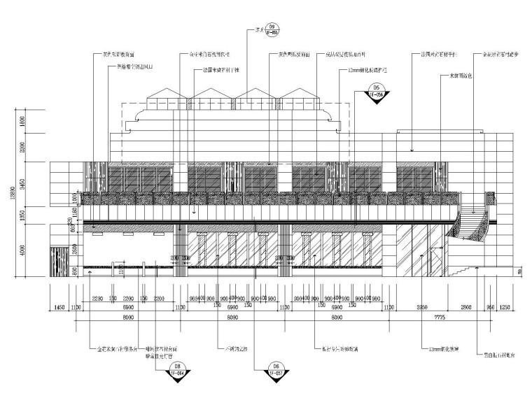 [扬州]某金融中心办公大楼室内装修施工图（附效果图+实景图）-大堂立面