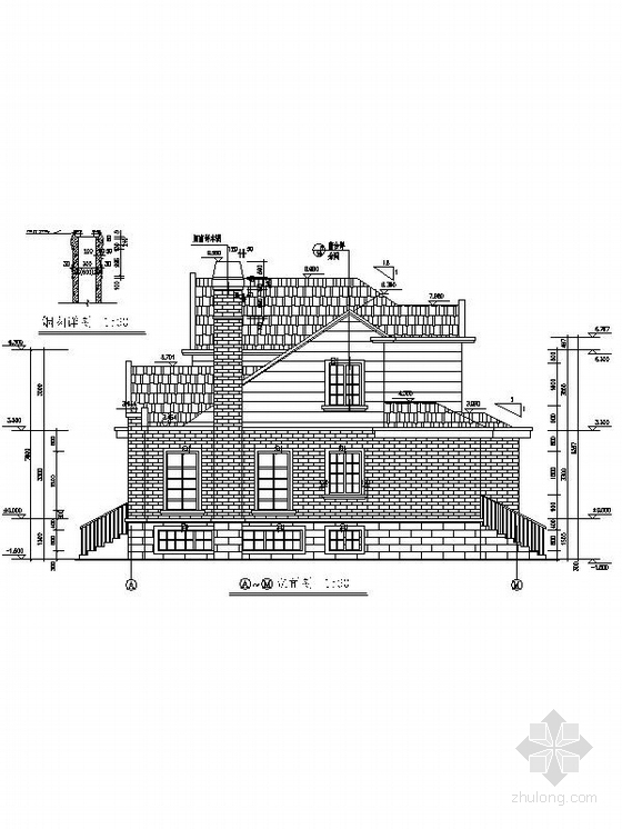 [新农村]3层双拼新农村别墅施工图（带效果图）-3层双拼新农村别墅立面图