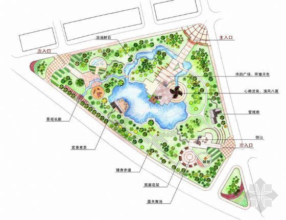 园林小景手绘资料下载-杭州公园景观设计方案