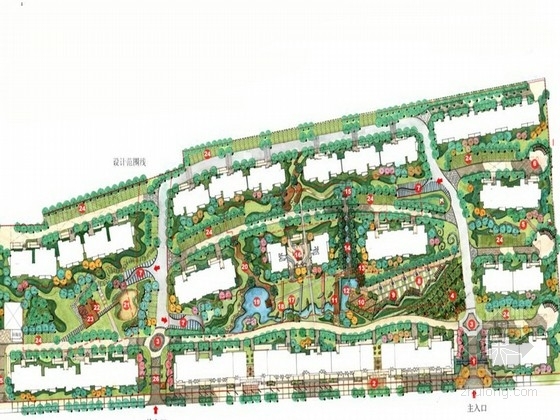 居住区景观小品立面图资料下载-[上海]现代阳光花园居住区景观规划设计方案