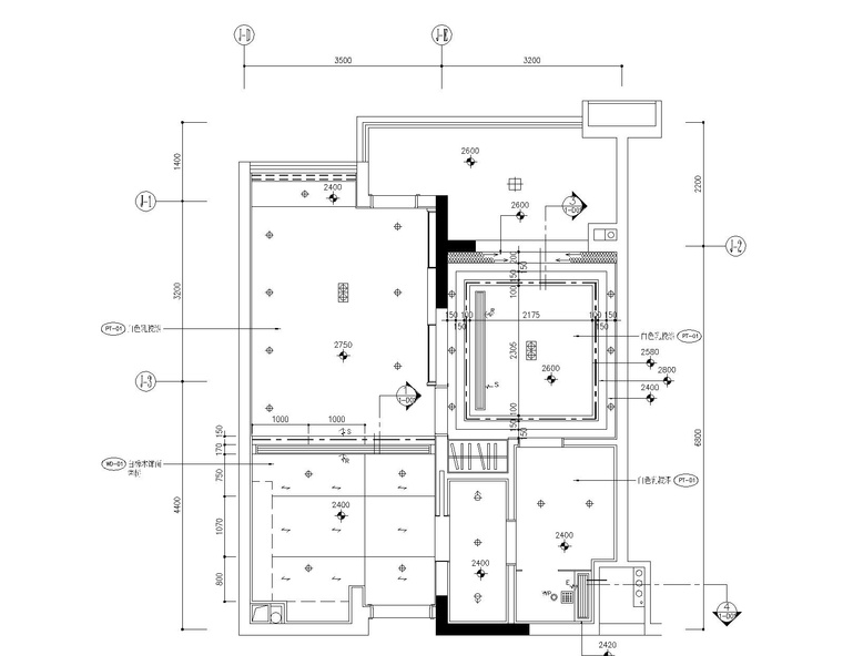 [广东]梁志天-广州雅居乐科学城公寓1号户型一居室样板房全套施工图+效果图+物料-2天花布置图_看图王