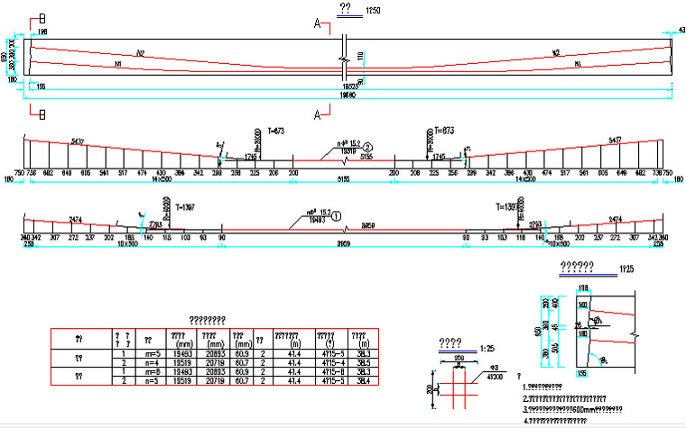 4x20+5x20双悬臂简支梁预应力后张法空心板桥设计图68张CAD-预应力钢束构造图