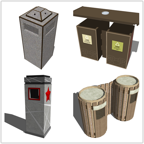 景观su垃圾箱资料下载-平时收集的一些常用的su垃圾箱素材分享给大家！