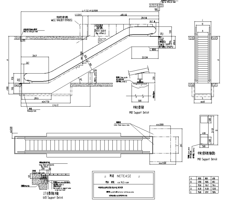 CAD自动扶梯资料下载-奥的斯自动扶梯大样图