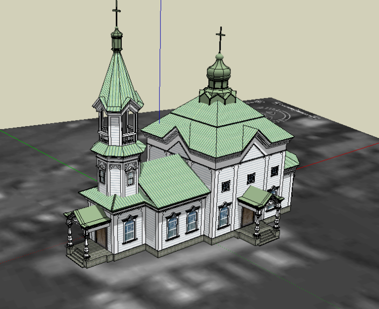 瓜达卢佩大教堂建筑模型资料下载-欧式小教堂SU模型