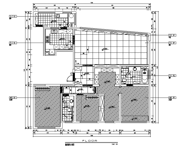 装修设计尺寸资料下载-现代高层湖景房住宅装修设计施工图（附效果图）