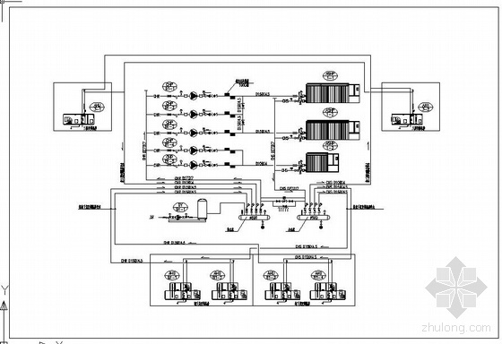 风冷热泵冷热联供资料下载-风冷热泵冷热水系统流程图