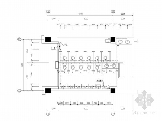 电影院建筑给排水施工图纸-卫生间给排水大样图 