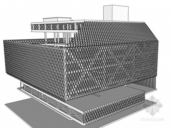 建筑网格图资料下载-网格状建筑SketchUp模型下载