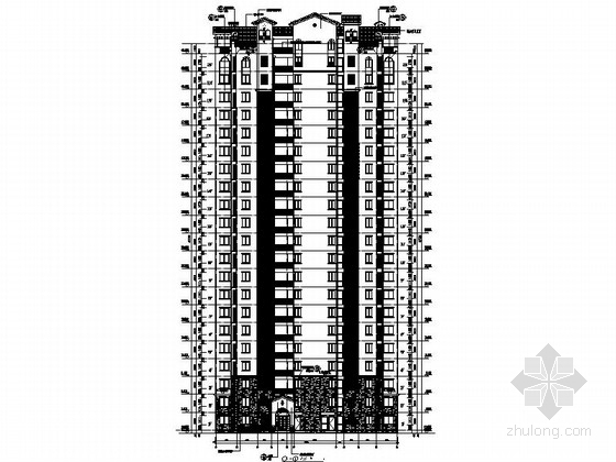 [山东]21层高层安置区剪力墙住宅楼建筑施工图-21层高层安置区剪力墙住宅楼立面图 