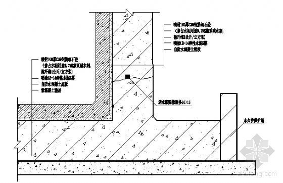 地下室墙迎水面保护层资料下载-地下室背水面防水构造图2