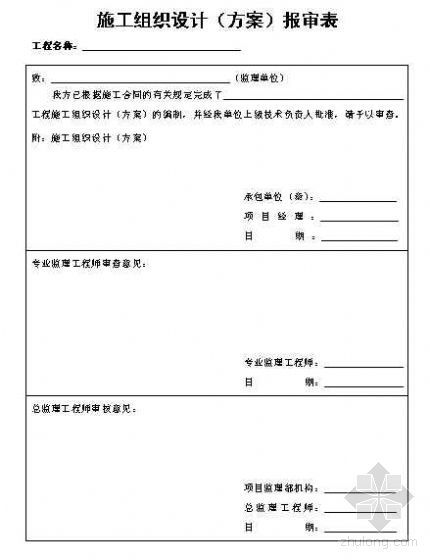 上海施工方案报审表资料下载-施工组织设计（方案）报审表
