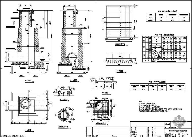 市政管道图集下载资料下载-杭州某市政管道工程排水检查井详图