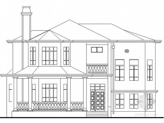北美风格风情别墅资料下载-某二层北美风格别墅建筑方案图