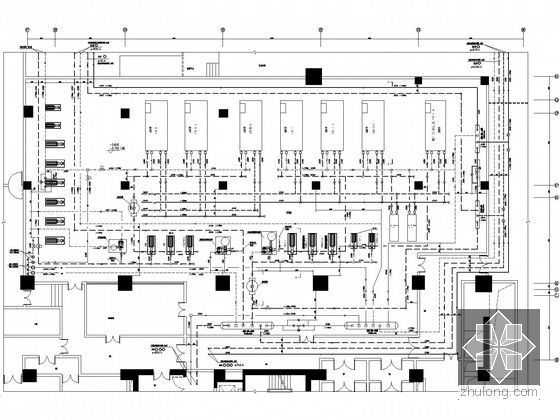 [成都]都市综合体空调通风设计施工图纸180张(30万平米知名设计院)-冷冻机房平面图