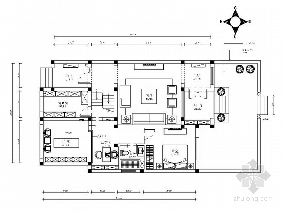 中式别墅室内装修效果图资料下载-[江苏]新中式风格三层别墅室内装修施工图（含效果图）