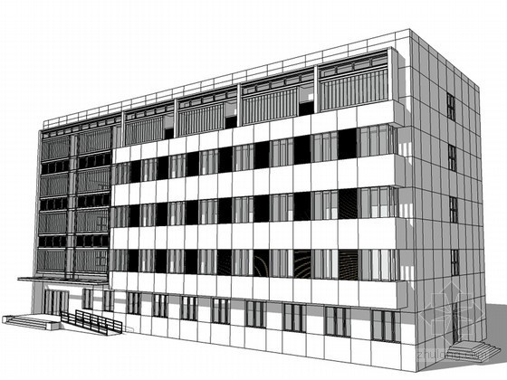 现代多层居住建筑资料下载-多层现代建筑SketchUp模型下载