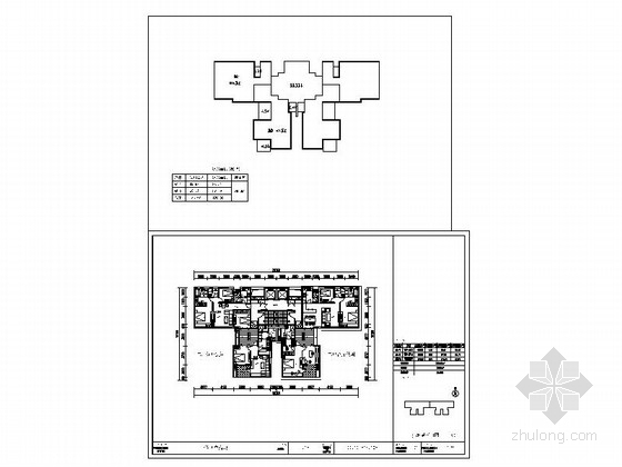 [知名地产户型]一核四户高层住宅户型平面图（350平方米）- 