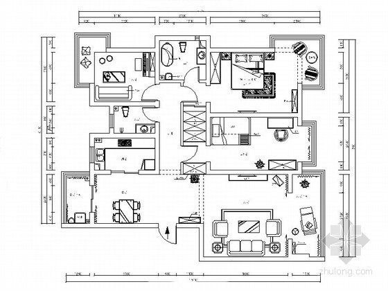 欧式精致卧室资料下载-欧式精致古典三居室装修图（含效果）