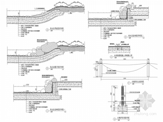 [天津]城市高档生活小区景观设计施工图-水系驳岸做法详图