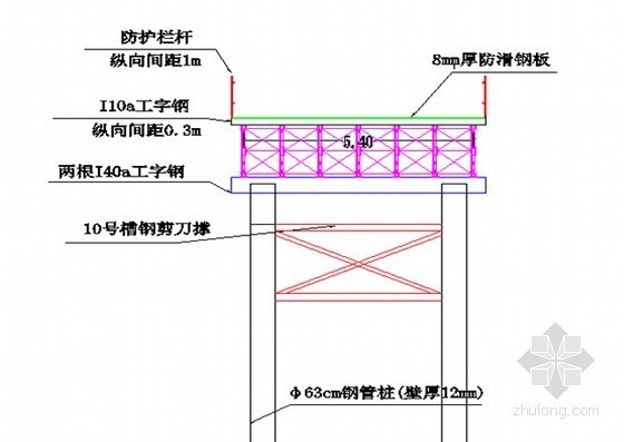 [广东]铁路站前工程总体实施性施工组织设计221页（路桥涵 轨道站场）-栈桥横断面图 