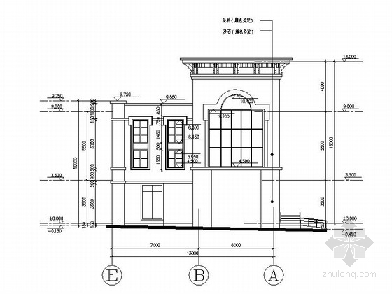 [毕业设计]欧式风格3层沿街商业楼建筑施工图-商业楼立面图 