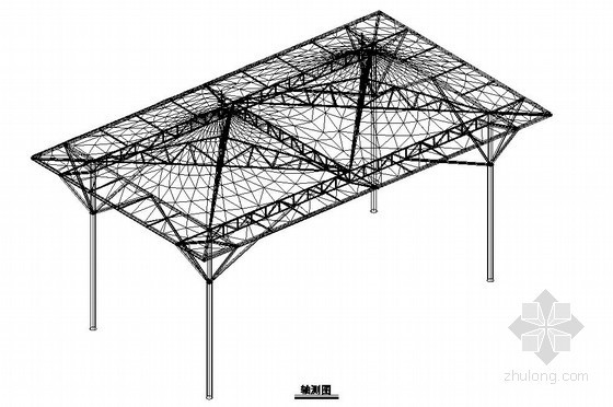 膜结构管桁架施工图资料下载-膜结构加油站结构施工图
