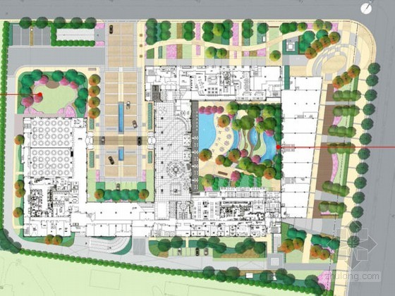 水景素材ps资料下载-[上海]假日酒店水景广场景观设计方案