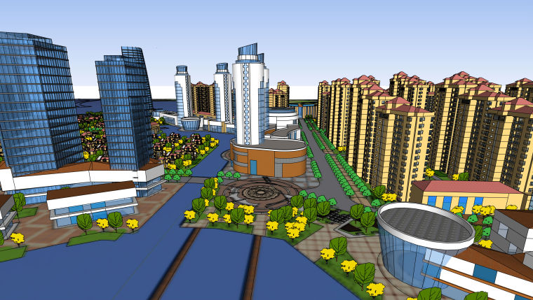 工业公园整体模型资料下载-临河整体概念规划模型