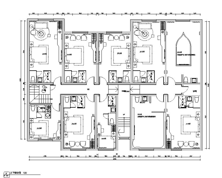 精品酒店古典风格资料下载-[江苏]670平米现代古典风格精品酒店设计施工图（附效果图）