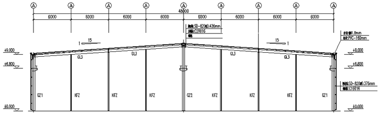 119米x48米钢结构工程施工图（CAD，8张）_2